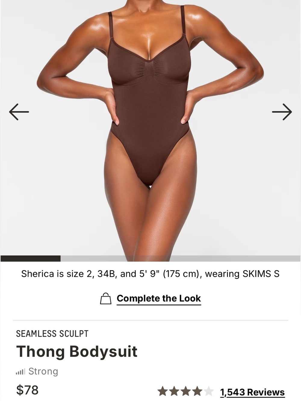 SKIMS SEAMLESS SCULPT Thong Bodysuit Cocoa Brown Medium NWOT!!